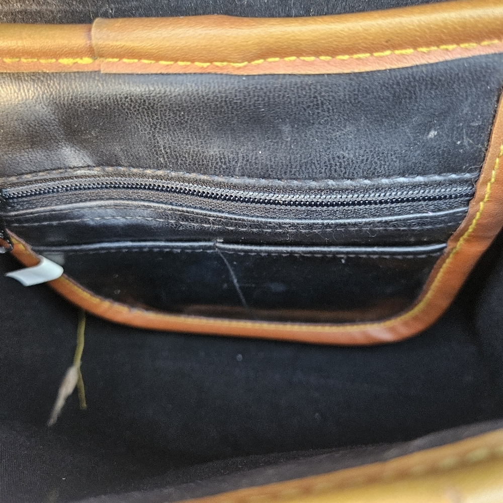 Dooney & Bourke Navy Leather Crossbody with Tan Trim - Picture 12 of 16